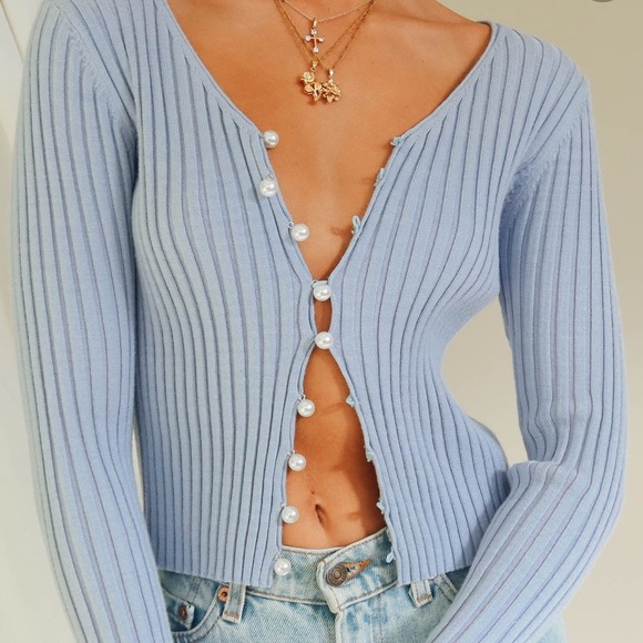 Verge Girl Tops - VERGE GIRL Parisian Chic Knit Ribbed Cardigan